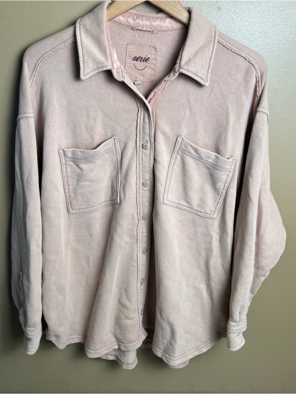 Aerie Neutral Oversized Shacket Women's Small